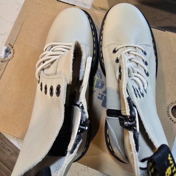 Dr Martens Jadon III Parchment Beige Pisa Leather Platform Combat Boots Size 10 - Picture 6 of 8